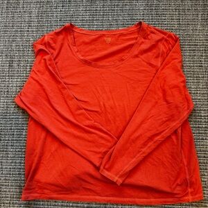 Eileen Fisher Red Relaxed Long Sleeve Blouse